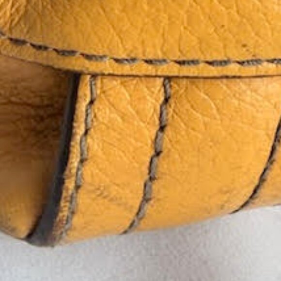 Tignanello Pebble Leather Shoulder Bag – Mustard Yellow – Double Strap Tote - Picture 11 of 12